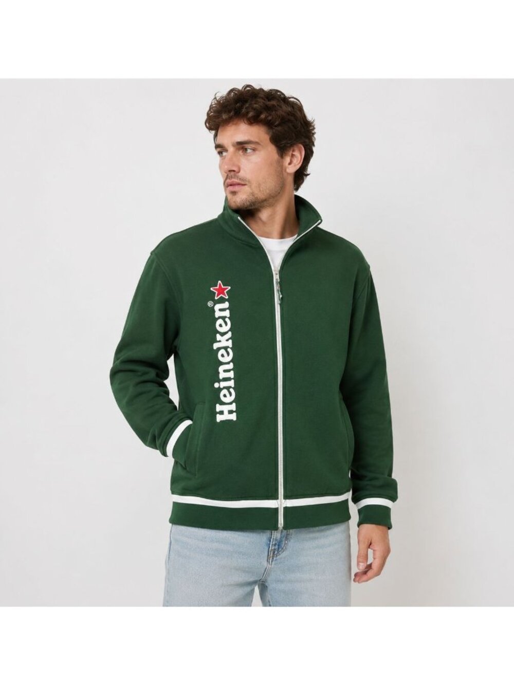 Heineken Track Jacket Zip Up Green Beer Streetwear Y2K Men's L